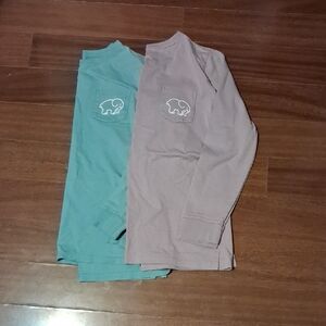 Ivory Ella Womens  Long Sleeve Tees - Teal and Taupe